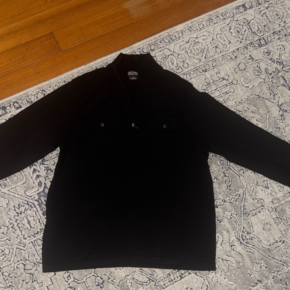 Michael Kors Black Zip-Up Sweater size Large
